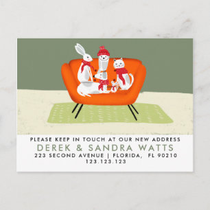 Schattige Dieren We hebben verplaatst, Honden, Kat Aankondigingskaart