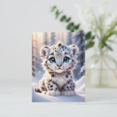 Schattige dieren, winter, Sneeuw Luipaard, Postcro Briefkaart (Staand voorkant)