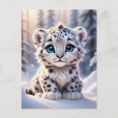 Schattige dieren, winter, Sneeuw Luipaard, Postcro Briefkaart (Voorkant)