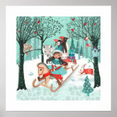 Schattige dieren Winter Wonder Woodland Forest Mei Poster (Voorkant)