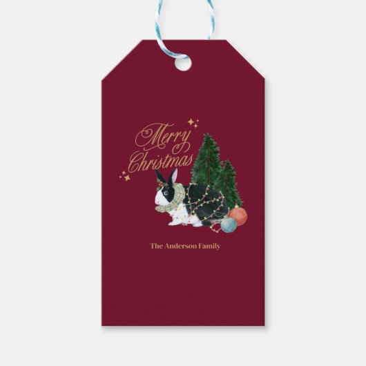 schattige dierenkerstman cadeaulabel (Voorkant)