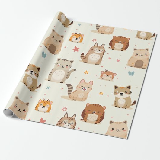 schattige dierenprint Wrapping Paper Cadeaupapier (Uitgerold)
