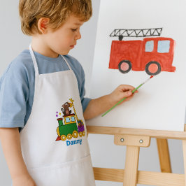 Schattige dierentuindieren en speelgoedtrein  kinder schort