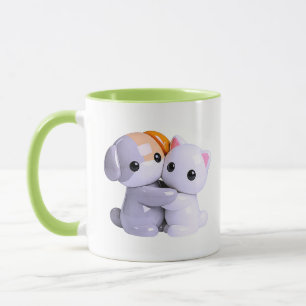 Schattige Dierenvrienden Liefdevolle Knuffel Kawai Mok