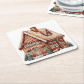 Schattige Digitaal Schilderen van een Gingerbread  Kartonnen Onderzetters (Schuin)