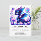 Schattige digitale drakenverjaardag kaart (Staand voorkant)