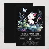 Schattige digitale kattenverjaardag kaart (Voorkant / Achterkant)