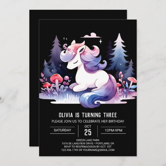 Schattige digitale paardenverjaardag kaart (Voorkant / Achterkant)