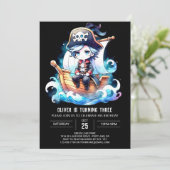 Schattige digitale piratenverjaardag kaart (Staand voorkant)