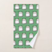 Schattige dikke kat met twee kersthoeden bad handdoek (Handdoek)