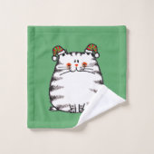 Schattige dikke kat met twee kersthoeden bad handdoek (Wasdoekje)