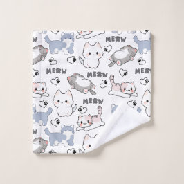 Schattige dikke katjes en Meow-harten Bad Handdoek