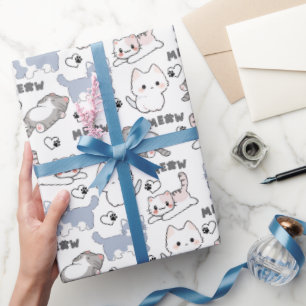Schattige dikke katjes en Meow-harten Cadeaupapier