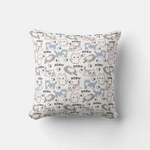 Schattige dikke katjes en Meow-harten Kussen