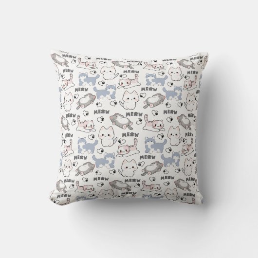 Schattige dikke katjes en Meow-harten Kussen (Voorkant)