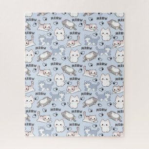 Schattige dikke katjes en Meow-harten Legpuzzel