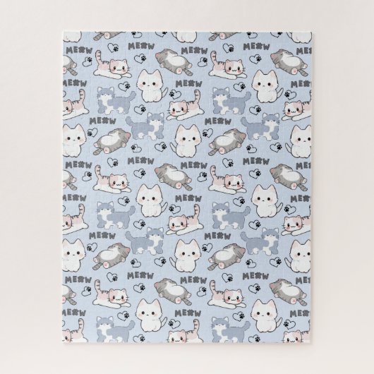 Schattige dikke katjes en Meow-harten Legpuzzel (Verticaal)