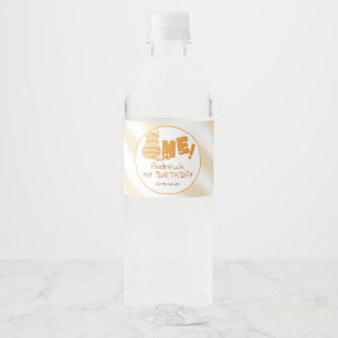Schattige dikke oranje kat 1e verjaardag waterfles etiket