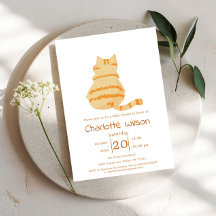 Schattige dikke oranje kat baby shower