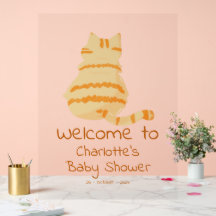Schattige dikke oranje kat baby shower welkom