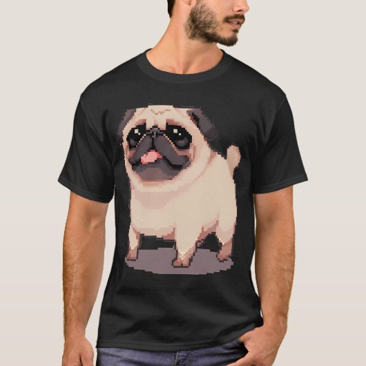 Schattige dikke Pug - Pixel art T-shirt (Voorkant)