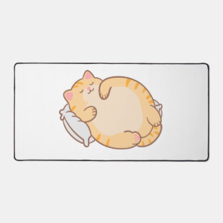 Schattige dikke slapende oranje tabby kattenkussen bureaumat