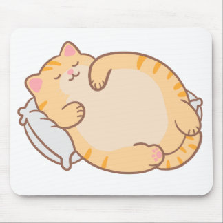 Schattige dikke slapende oranje tabby kattenkussen muismat