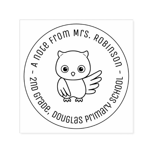 Schattige dikke uil schooljuf notitie 1  zelfinktende stempel (Design)