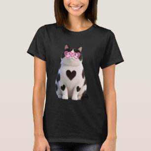 Schattige dikke zwarte kat vader moeder harten zon t-shirt