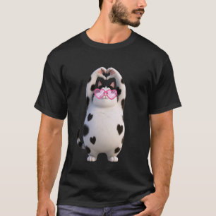Schattige dikke zwarte kat vader moeder harten zon t-shirt