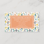 Schattige Dino alfabet - Docent | Privédocent Visitekaartje (Voorkant)