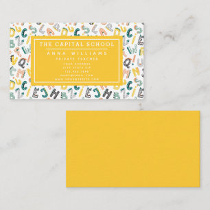 Schattige Dino alfabet - Docent   Privédocent Visitekaartje