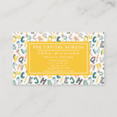 Schattige Dino alfabet - Docent | Privédocent Visitekaartje (Voorkant)