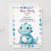 Schattige DIno Baby Dinosaurussen 1e Verjaardag fe Save The Date (Voorkant)