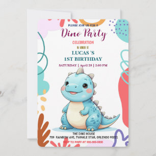 Schattige DIno Baby Dinosaurussen 1e Verjaardag fe Save The Date