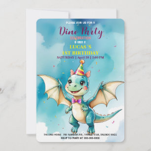 Schattige DIno Baby Dinosaurussen 1e Verjaardag fe Save The Date