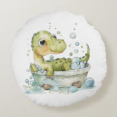 Schattige Dino Bad Tijd Rond Kussen (Achterkant)