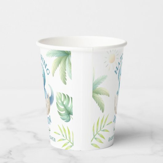 Schattige Dino Boy Dinosaurus Baby shower Papieren Bekers (Rechts)