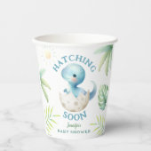 Schattige Dino Boy Dinosaurus Baby shower Papieren Bekers (Voorkant)