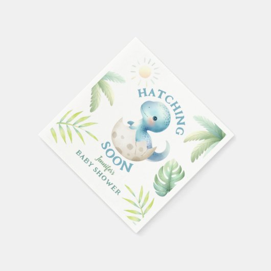 Schattige Dino Boy Dinosaurus Baby shower Servet (Hoek)