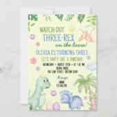 Schattige Dino Boy Verjaardagsfeestje Kaart (Voorkant)