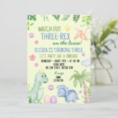 Schattige Dino Boy Verjaardagsfeestje Kaart (Staand voorkant)