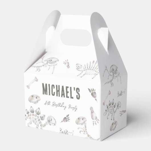 Schattige Dino Dig Verjaardag Bedankdoosjes (Voorkant Zijde)