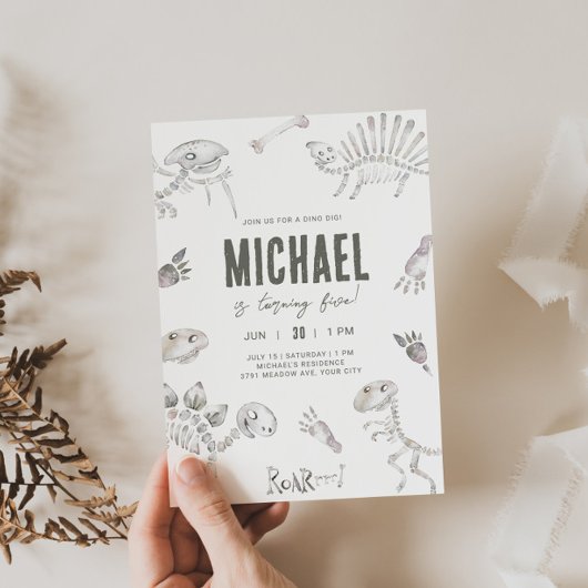 Schattige Dino Dig Verjaardag Kaart