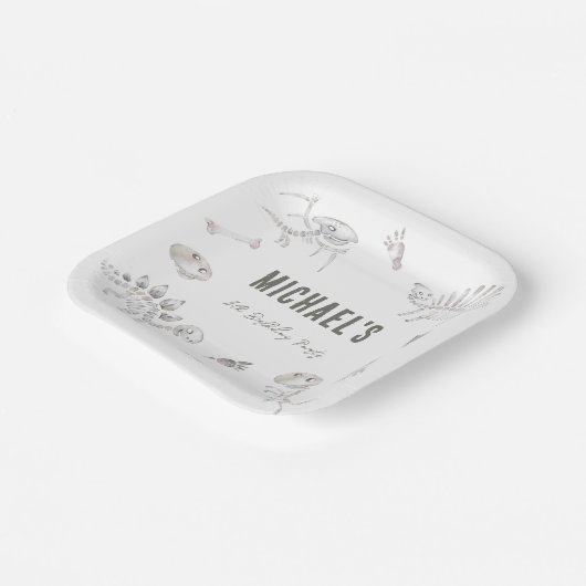 Schattige Dino Dig Verjaardag Papieren Bordje (Gebogen)