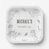 Schattige Dino Dig Verjaardag Papieren Bordje (Voorkant)