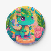 Schattige dino/dragon Birthday Papieren Bordje (Voorkant)