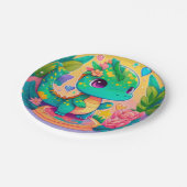 Schattige dino/dragon Birthday Papieren Bordje (Gekanteld)