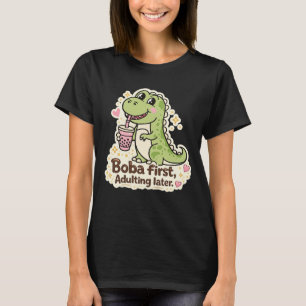 Schattige Dino drinkt bubble tea, boba thee T-shirt