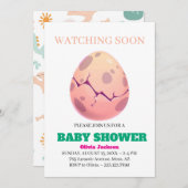 Schattige Dino Egg Hatching Baby shower Uitnodigin Kaart (Voorkant / Achterkant)